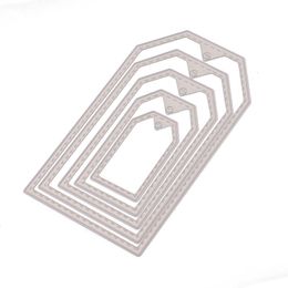 5Pcs/set Square Label Metal Cutting Dies for Label Diy Scrapbooking Photo Album Decorative Embossing Paper Cards Crafts