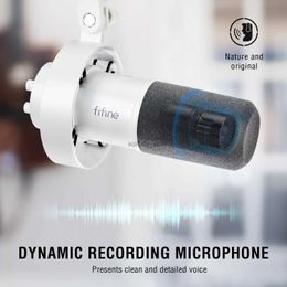 Microphones FIFINE dynamic USB/XLR microphone with gain knob/touch mute/headphone jack used for recording PC sound card streaming - K688W whiteQ