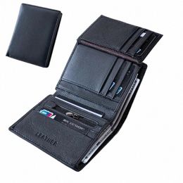 men's wallet Genuine Leather Wallets For Men Coin Purse Vertical Credit Card Holder Mey Bag p1hB#