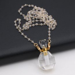 Natural Stone White Crystal Pendants Perfume Bottle Pendant for Jewelry Essential Oil Diffuser Reiki Heal Women Necklace Crafts