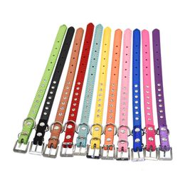 11 Colours Bling Rhinestone PU Leather Collar For Dog Pet Accessories Crystal Diamond Dog Collar and Leash For Small Large Dogs