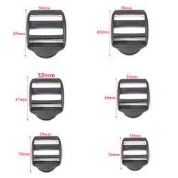 10pcs/pack Black Ladder Lock Slider Plastic Buckles Backpack Straps Webbing