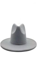 Classical Wide Brim Fedora Hat Black white Wool Hats Men Women Crushable Winter Hat Wedding Jazz Hats11945298