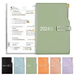 Planners A6 2024 Agenda Book Fashion Stationery PU Leather Days Weekly Notebook Daily Weekly Planner