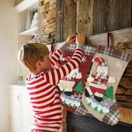 Christmas Gift Socks Santa Claus Stockings Xmas Tree Hanging Decor New Year Christmas Candy Bag Home Fireplace Ornaments Navidad