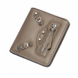 humerpaul 100% Cow Genuine Leather Slim Wallet Women Coin Purse Small Mini Card Holder Female Fi PORTFOLIO Portomee Hasp U06Y#