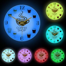 Types of Espresso's Cup Coffee Shop Kitchen Wall Clock Coffee Wall Sign for Bars Restaurants Cafes Pubs Coffee Lover Home Decor