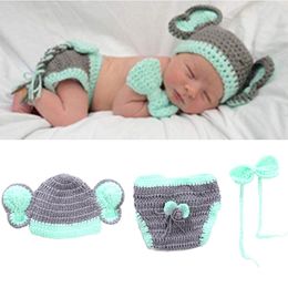 Newborn Lovely Elephant Costume Handmade Knitting Studio Photography