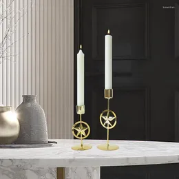 Candle Holders 2Pcs/Set European Style Metal Simple Golden Wedding Decoration Bar Party Living Room Decor Home Candlestick