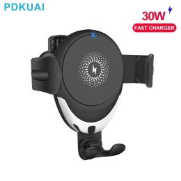 Chargers NEW 30W Car Phone Holder Fast Wireless Charging Car Charger Stable Rotatable Air Vent Smart Phone Holder Bracket Car Charger