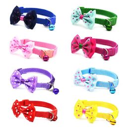 Dorakitten Bow Decor Pet Collar Justerbar Dot Design Söt Bell Dog Collar Bow Kitten Collar Pet Supplies Klädtillbehör