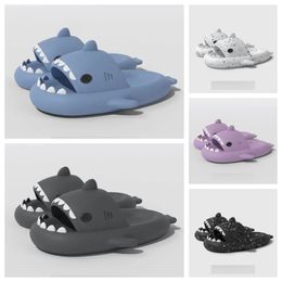 2024 New Luxury Designer Quality shoes sandal Summer Shark Slippers Shark Slides black Thick Soled Shoes men women Kids flat sandals Gradient Flip Flops