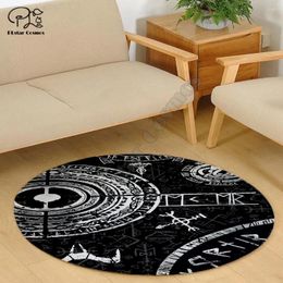 Carpets Viking Tattoo Pattern Carpet Square Anti-Skid Area Floor Mat 3D Rug Non-slip Dining Room Living Soft Bedroom