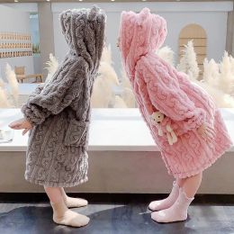 Pyjamas Girls Winter Robes Nightwear Kids Clothes Night-robe Thick Flannel Sleepwear Children Pyjamas Bathrobe 6 8 10 12 Years