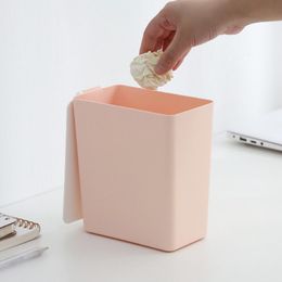 New Mini Solid Colour Desktop Waste Bins Dustbin Trash Can Kitchen Storage Bucket Rubbish Holder Bin Storage Organiser Home Decor