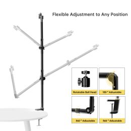 Tripods SH Flexible Threesection Metal Desktop Bracket 2kg Load Capacity With Ball Head Long Arm Camera Aluminium Stand