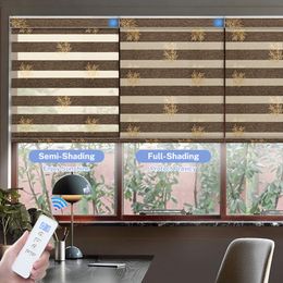 Motorised Zebra Blinds Light Filtering Automatic Shade Smart Blinds for Window Electric Horizontal Shades work with Google Alexa