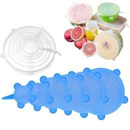 6/12pcs Silicone Stretch Lids Reusable Silicone Bowl Pot Lid Cookware Universal Lid Food Fresh Seal Cover Kitchen Accessories