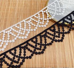 2 Yards/lot 4.3cm WIdth White Black Lace Trim Water Soluble Embroidery Lace DIY Fabric Clothing Accessories