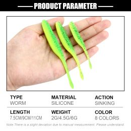 Spinpoler Plastic Stick Bait Wacky Worms Soft Lures With Salt Bulbous Tail Worm Minnow Lures For Bass Fishing Pesca 10pcs/Pack