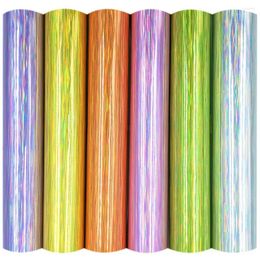 Window Stickers 12" X 39" 6 Assorted Colors Holographic Adhesive Craft Cutting Film Car Cup Wall Decor Sticker For Cricut Cameo DIY