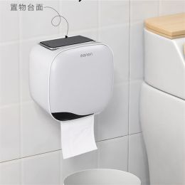 Wall-Mounted Toilet Tissue Box Bathroom Paper Holder Self-adhesive Cosmetic Storage Box Desktop Makeup Organiser Toilet Shelf