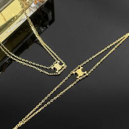 CELI New Triumphal Arch Double layered Logo Necklace Bracelet Womens Gold Light Luxury Small and Unique High end Collar Chain