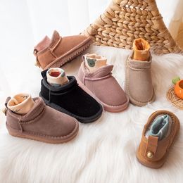 High Quakity Children Snow Boots Winter Girls Kids Cute Ankle Boots with Fur Ball Keep Warm Thicken Casual All-match Shoes