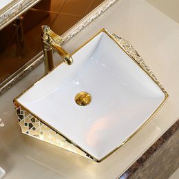 Retro Ceramic Diamond Bathroom Sinks Art Basin European Plating Bathroom Washbasins Modern Personality Home Balcony Washing Sink