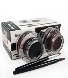 2 pcs in 1 lot Brown and Black Gel Eyeliner Make Up Waterproof Cosmetics tools Eye Liner Makeup Eye Brush8183417