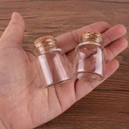 24pcs 30 40 17mm 15ml Mini Glass ing Bottles Tiny Jars Vials With Cork Stopper wedding gift 210330222F