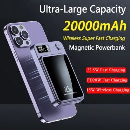 Chargers Power Bank 20000mAh Magnetic Wireless Charger Super Fast Charging Powerbank For Samsung Xiaomi Portable Induction Charger 2023