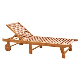 Wooden Outdoor Folding Chaise Lounge Chair Recliner with Wheels - Teak