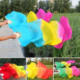 Party Favour Lengthening Silk Fans Dance Fan Foldable Handheld Bamboo Home Decoration Crafts308G