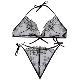 Lace Sexy Lingerie Set Women's Hot Sexy Bikini Lace Up Underwear Panties Hollow Out Transparent Female T/Thong Adult Sex Toys