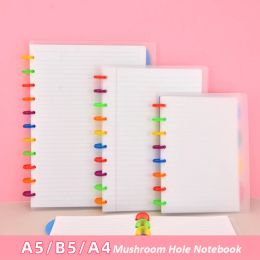 Notebooks Mushroom Hole Notebook Transparent PP Cover High School Students Classroom Records Binding Discs Journal Lined Notebook Planner