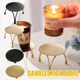 Candle Holders Round Plate Candlestick Retro Gold Black Small Holder Decoration Festival Wedding Party Metal Home Iron U5J2