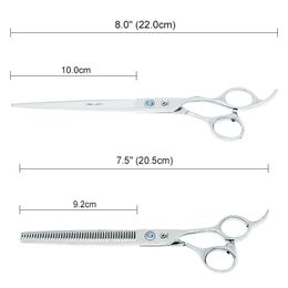 8 inch Pet Grooming Scissors Japan Steel Dog Hair Cutting Shears Thinning Clipper Curved Scissors Animal Styling Supplies B0042A