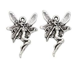200Pcs alloy Angel Fairy Charms Antique silver Charms Pendant For necklace Jewellery Making findings 21x15mm294K