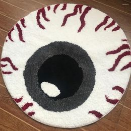 Carpets Imitation Red Silk Eyeball Strange Rug Round Tufted Soft Plush Anti-Slip Carpet Halloween Gifts Home Decoration Horror Floor Mat