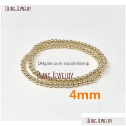 Bangle Bracelets Dainty Bracelet Gold Filled Stack Electroplating Minimalist Bead Ball Beaded Shiny Metal Stretch Bm27782 Drop Deliver Dhy79