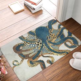 Sea Creatures Octopus Sea Life Nautical Blue Door Mats Kitchen Floor Bath Entrance Rug Mat Absorbent Indoor Bathroom doormat