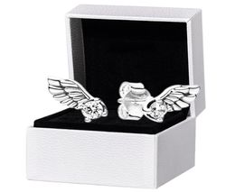 925 Sterling Silver Angel Wing Stud Earrings Original box set for Women CZ diamond Party Jewellery Earring set4913197