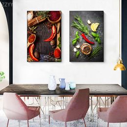 Modern Kitchen Theme Mix Herb and Spices Canvas Painting Posters and Prints Cuadros Wall Art Pictures for Restaurant Room Decor