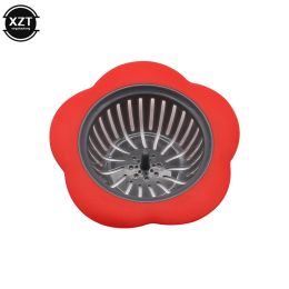 Silicone Sink Strainer Flower Shaped Shower Portable Sink Drains Cover Sink Colander Sewer Hair Filter Kitchen Accessories Tools