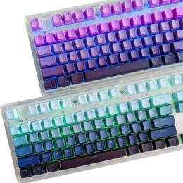 Accessories Gradient Keycap Backlight PBT DipDyeing Word Transparent Simple Double Skin Frost Blue Rainbow For Mechanical Keyboard Keycaps