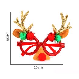Creative Christmas Gift Antler Snowflake Glasses Christmas Ornaments New Year Gift Merry Christmas Felt Cloth