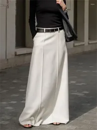Skirts Tossy White High Waist Patchwork Long Skirt For Women Loose Casual Pocket Elegant Solid Fashion Summer 2024 Female Maxi
