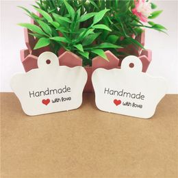 300Pcs/Lot Cardboard Two Color Crown Shaped Hanging Kraft Paper Tags Price Label Note Handcraft Tags For Engagement Gift Supply