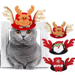 Funny Cat Hat Elk Santa Snowman Pet Dog Party Hat For Cat Costume Christmas Dressing Up Cat Party Costume Cap for Cats Dogs